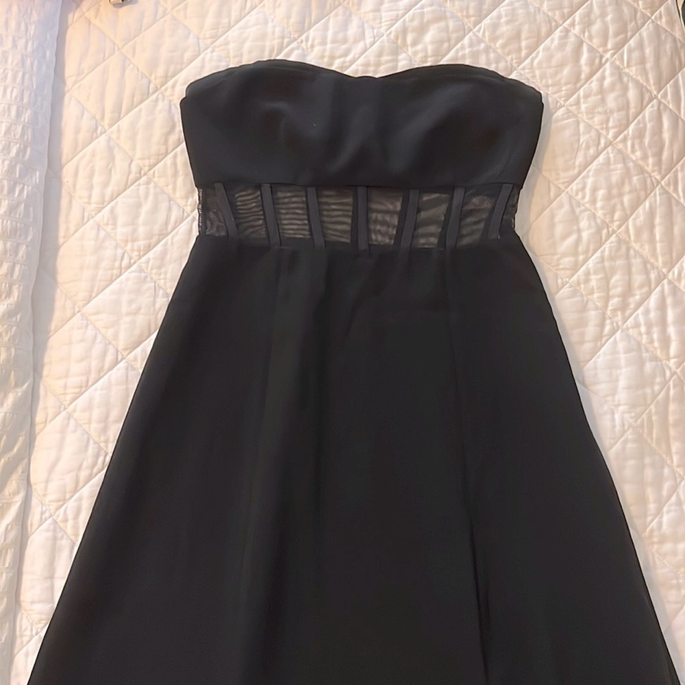 Cinq a sept black strapless gown